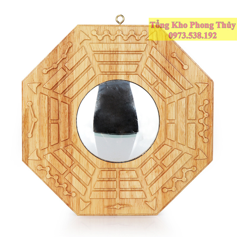 Gương bát quái gỗ đào lồi