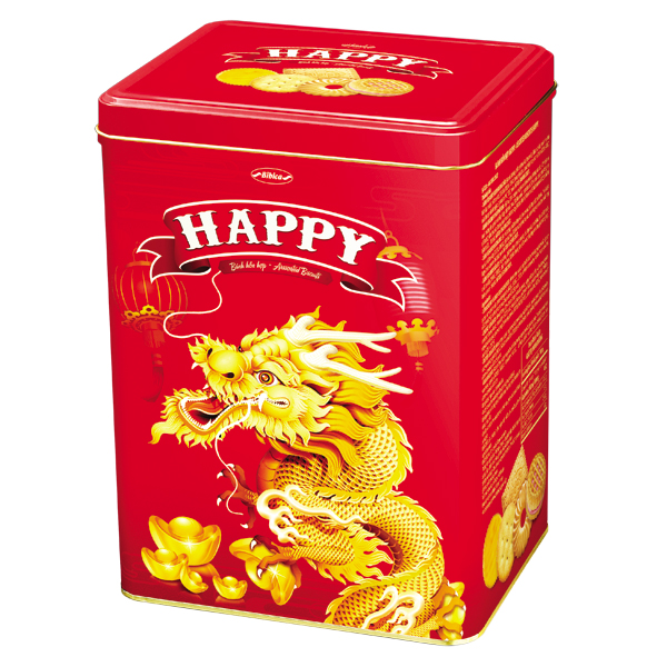 Bánh hộp thiếc hỗn hợp happy 600g - bibica
