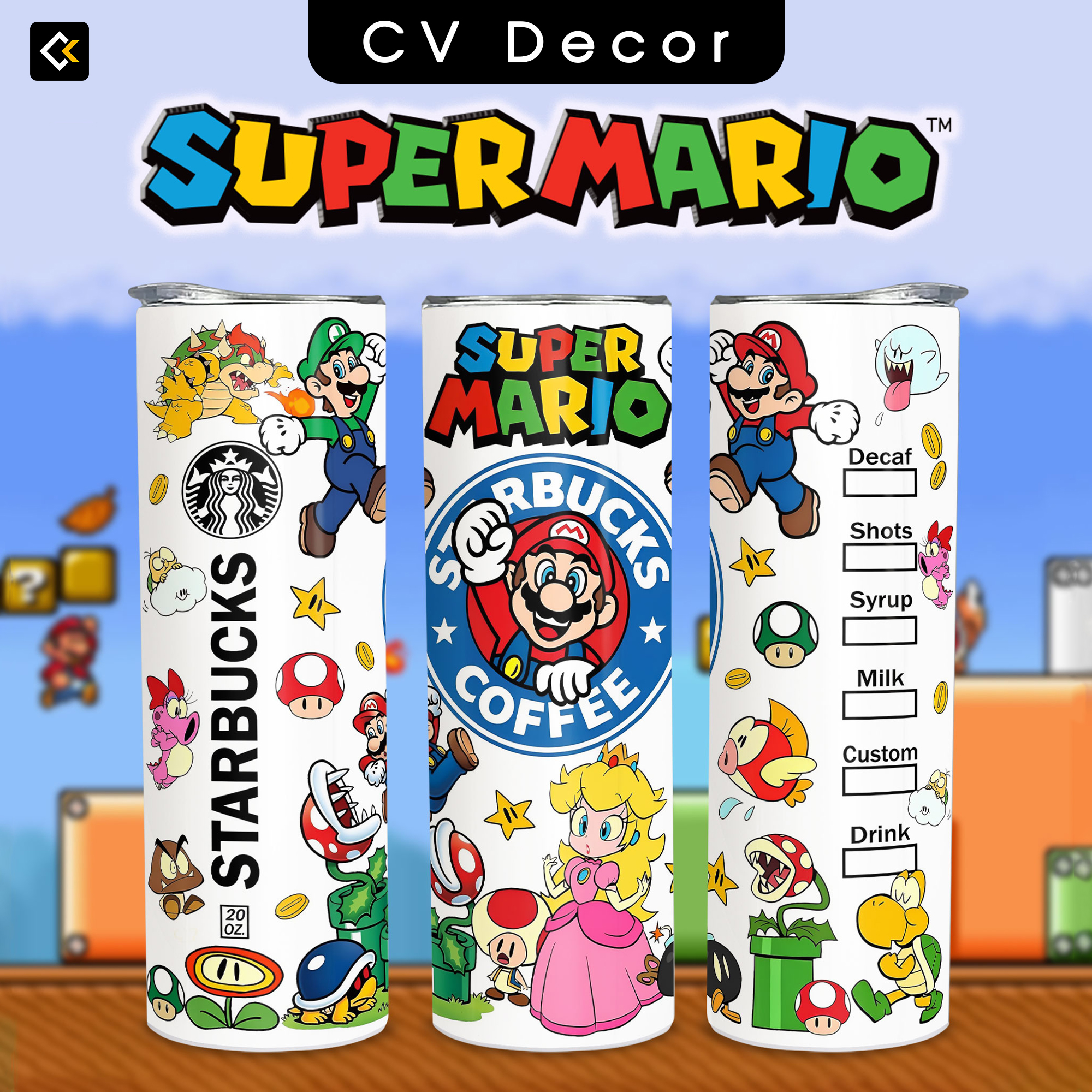 Bình giữ nhiệt starbucks mario - ly giữ nhiệt starbucks mario - bình nước starbucks mario 2 lớp thép không gỉ sus304 - 600ml