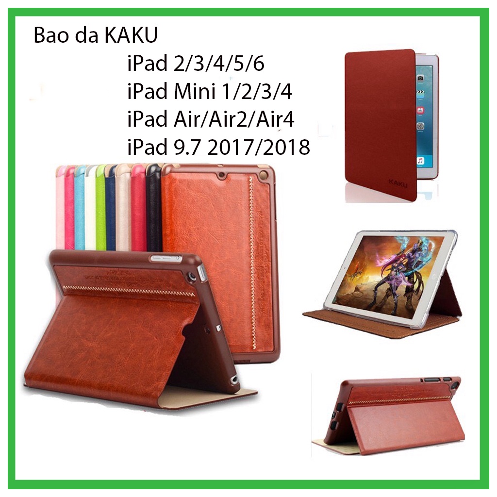 Bao da chính hãng kaku cho ipad ipad 9.7 2017/2018,air/ipad 5, air 2, ipad 6/pro 9.7 inch, ipad 2/3/4, mini 1/2/3/4/5/6