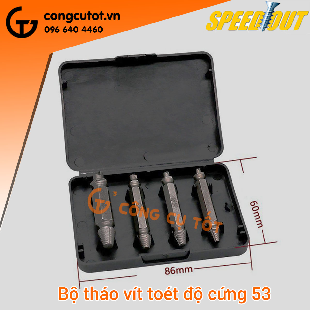 Bộ tháo vít gãy speedout S2 bốn mũi độ cứng 53