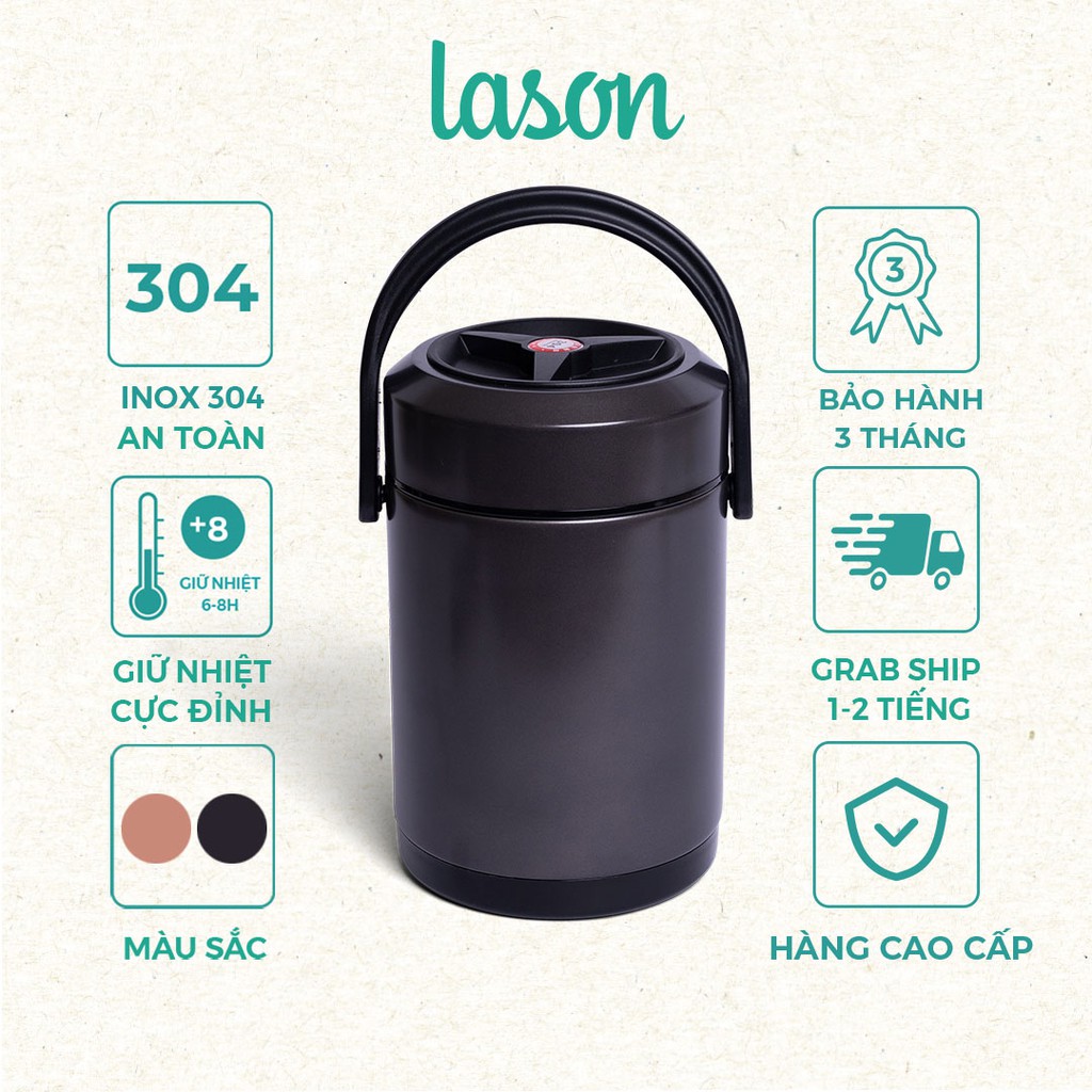 Hộp cơm giữ nhiệt 3 tầng 2 khay LASON, cà men đựng cơm, cặp lồng ủ nóng 6-8 tiếng
