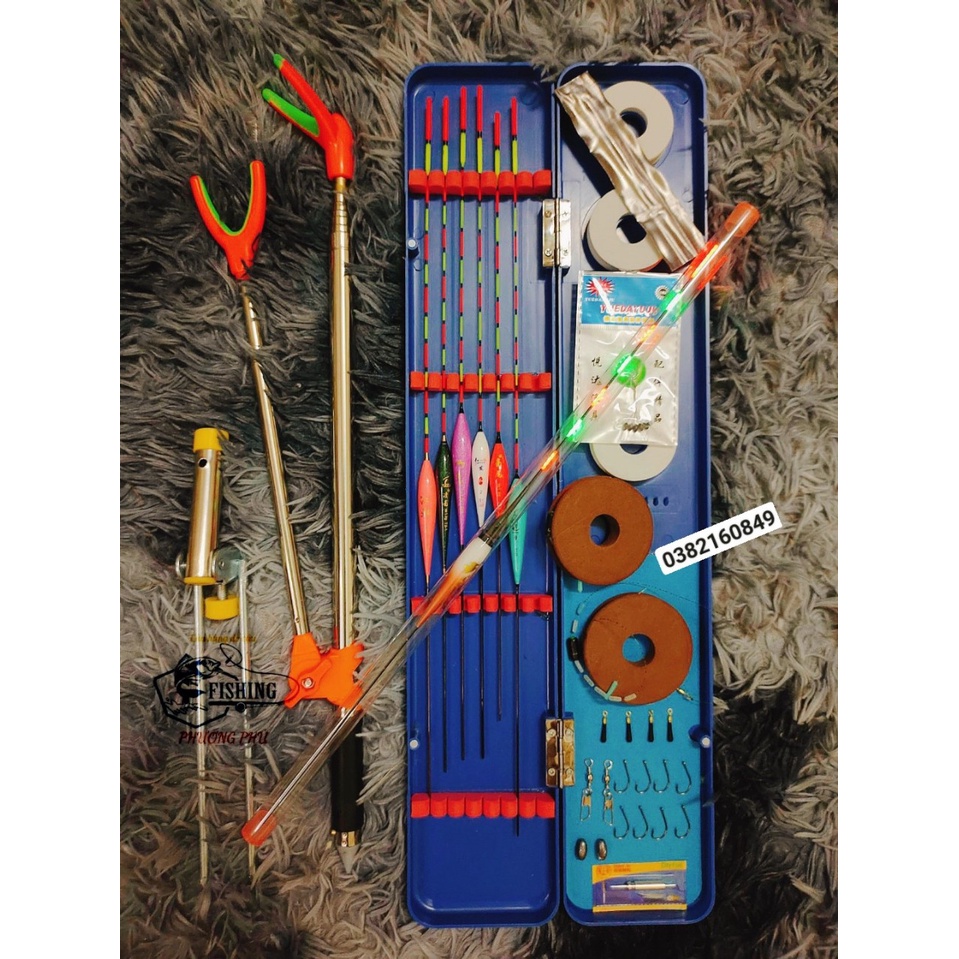 Hộp phao câu đài, combo bộ hộp đựng phao câu đơn đài, 6 phao ngày + 1 phao đêm + phụ kiện