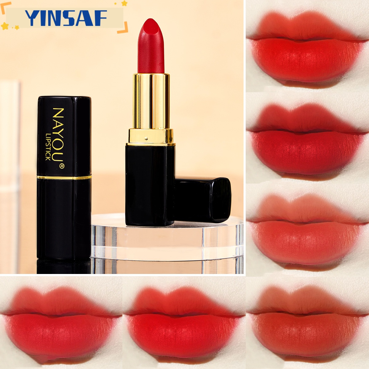 🌸💄Son môi&Nước đen ống son môi không dính cốc không thấm nước màu son dưỡng môi YINSAF💄🌸