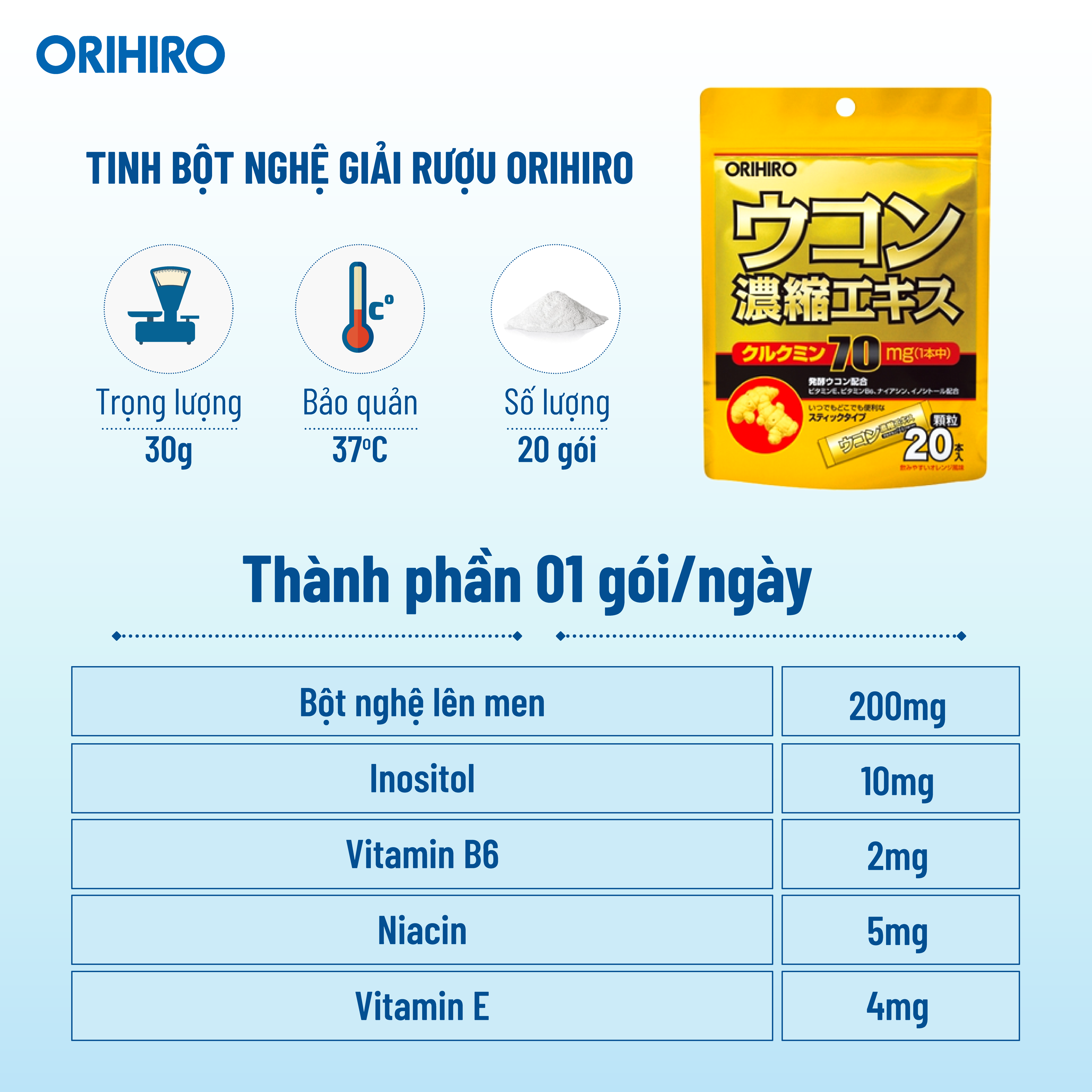 Tinh Bột Nghệ Orihiro 20 Gói Giúp Thải Độc Gan, Tỉnh Táo Và Chống Mệt Mỏi