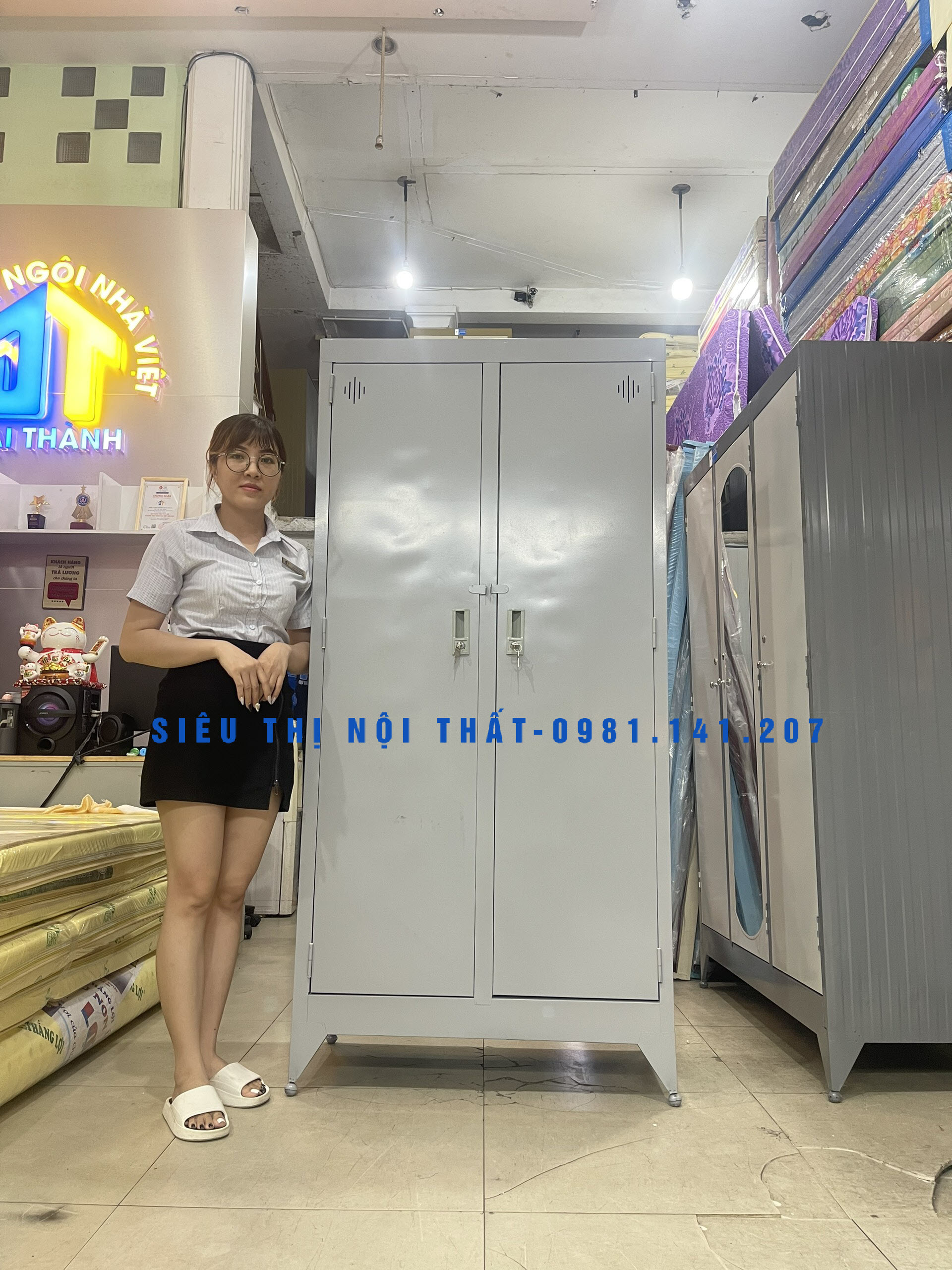 Tủ hồ sơ văn phòng 2 cửa cao 1m8 giá rẻ - siêu thị nội thất