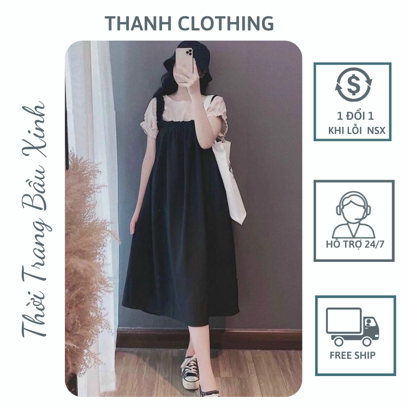 Váy bầu, sét yếm bầu rời đầm bầu thời trang thiết kế trẻ trung xinh xắn