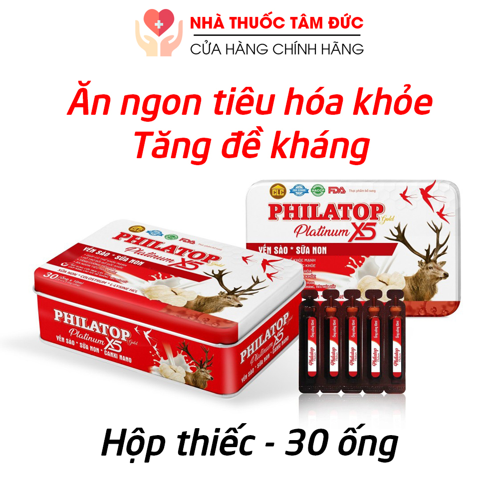 Philatop Platinum X5 yến sào sữa non giúp ăn ngon tiêu hóa tốt, tăng sức khỏe, sức đề kháng - 30 ống