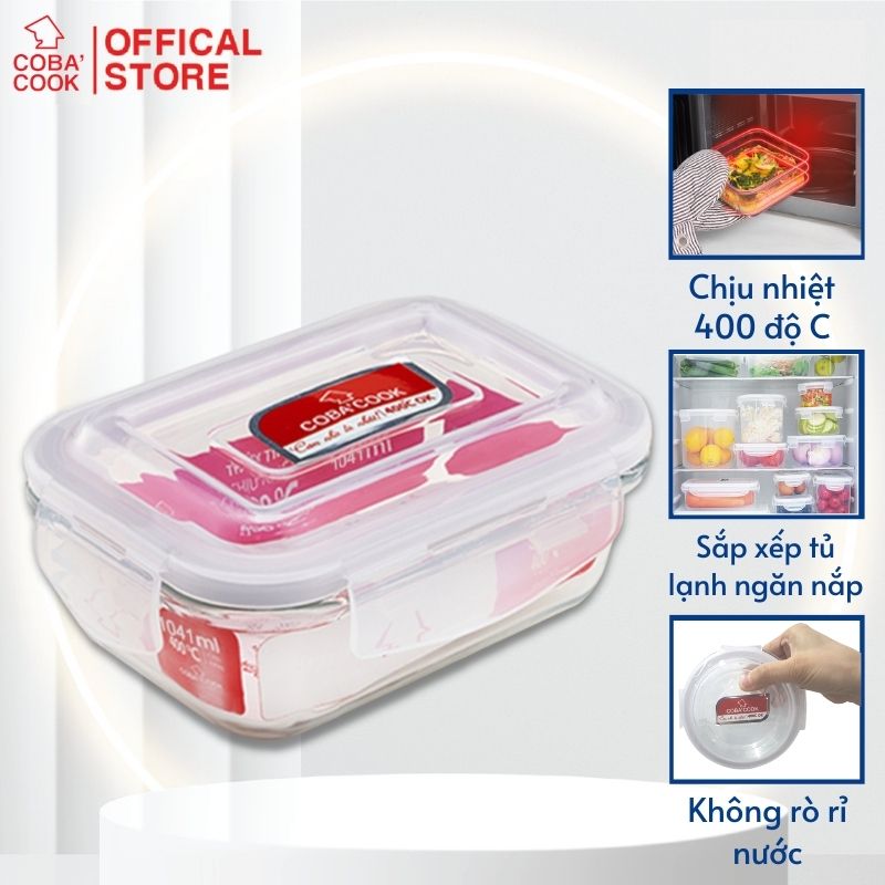 Hộp Chữ Nhật Hộp Cơm Thủy Tinh Ăn Trưa Văn Phòng Hộp Đựng Thực Phẩm Sử Dụng Trong Lò Vi Sóng
