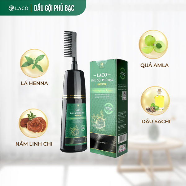 Dầu gội phủ bạc laco black hair 200ml giúp tóc đen sau 9 phút