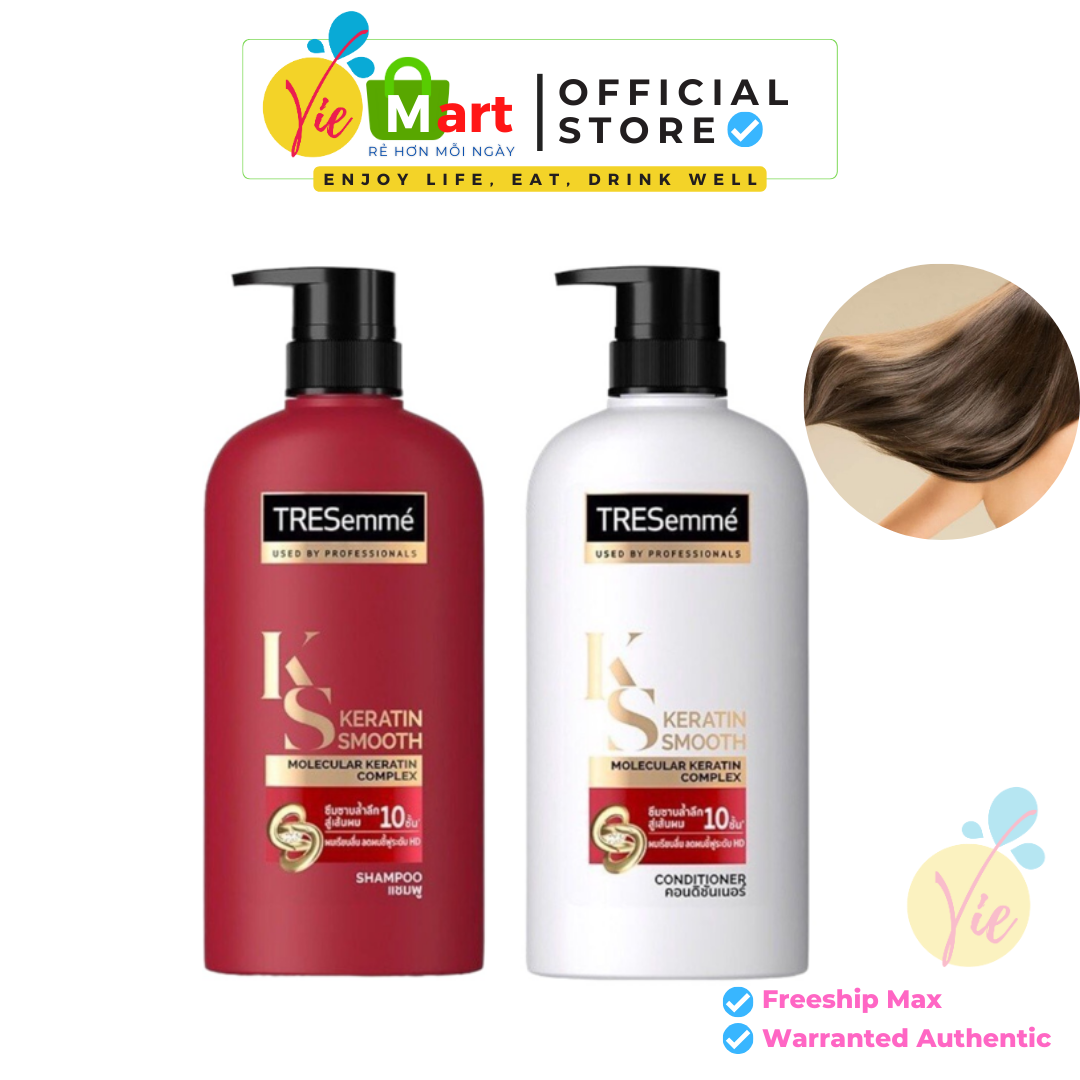 Combo dầu gội xả tresemme keratin smooth 3in1 thái lan cho tóc suôn mượt óng ả