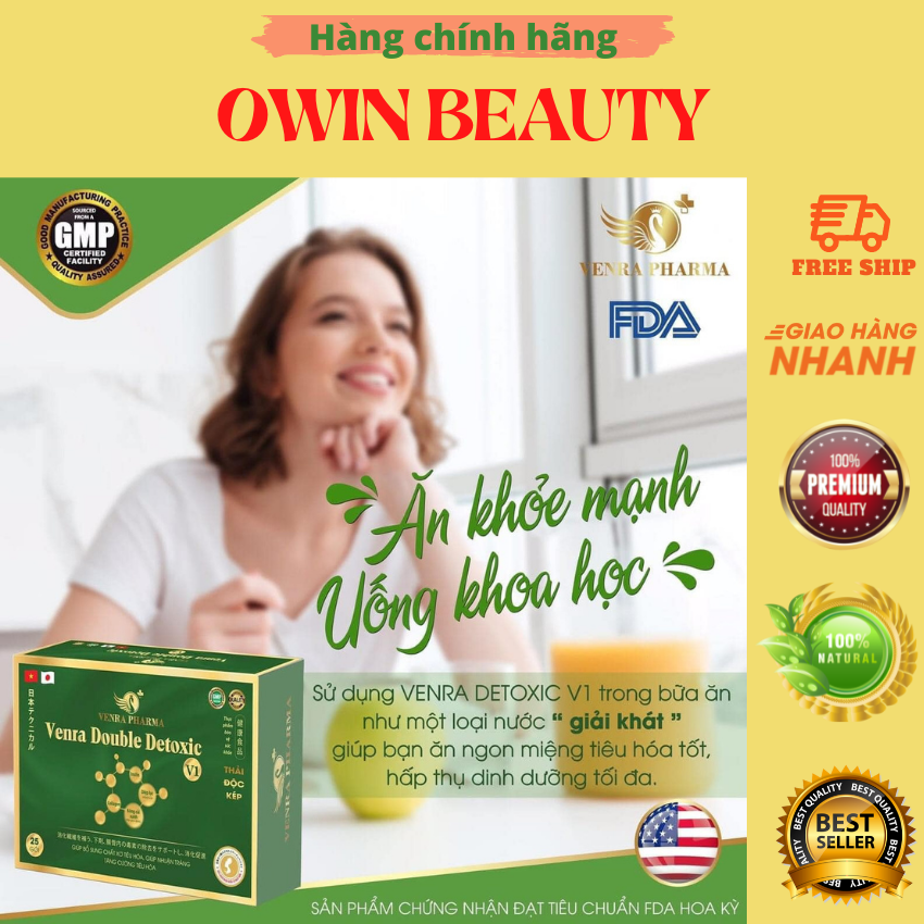 Free ship HCM 1 hộp 25 gói Thải độc kép Venra Detoxic V1 Owin Beauty giúp đào thải độc tố tích tụ trong cơ thể