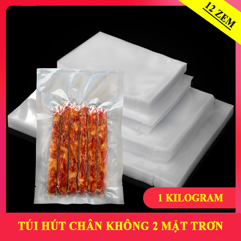Túi Hút Chân Không Thực Phẩm Hai Mặt Trơn (bộ 1kg) dẻo dai, dày dặn, đóng gói chân không thực phẩm kín kẽ, bảo quản lâu dài