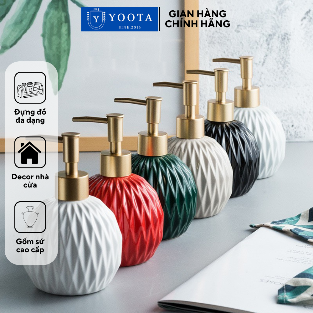 Bình sứ đựng dầu gội chai sứ đựng sữa tắm nước rửa tay kem dưỡng da chất liệu sứ an toàn cho sức khỏe, vân đá cẩm thạch sang trọng cho mọi không gian phòng tắm