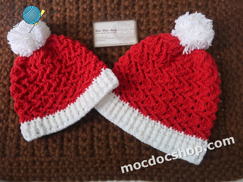 Nón móc len Noel cho bé trai, bé gái Mũ bền đẹp, cầm chắc tay do làm thủ công bằng len milk cotton tốt