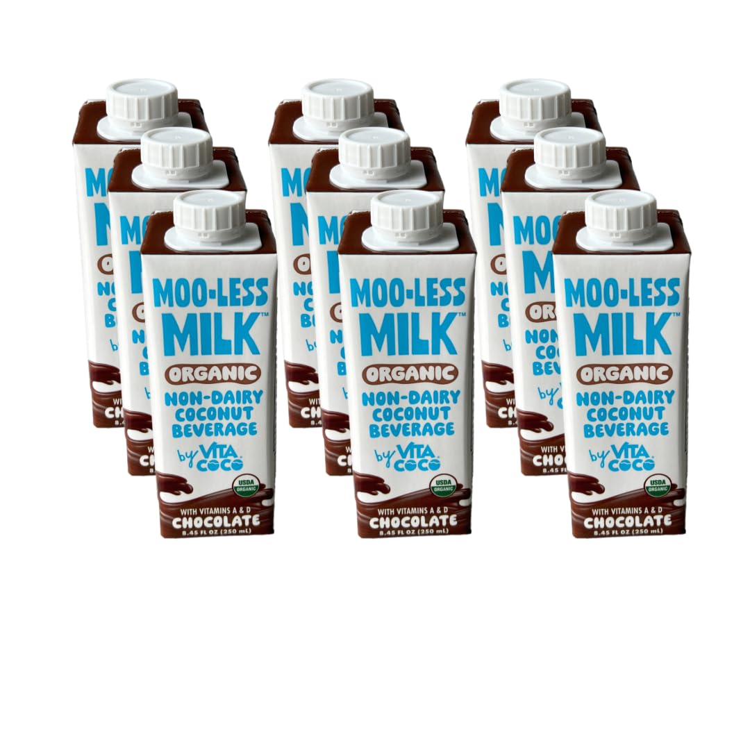 Sữa Sô-Cô-La Không Sữa Moo-Less, Thức Uống Dừa Hữu Cơ, 8.45 FL OZ, 9 Gói (Tổng Cộng 76 fl OZ), Dành Cho Người Ăn Chay, Không Chứa Gluten