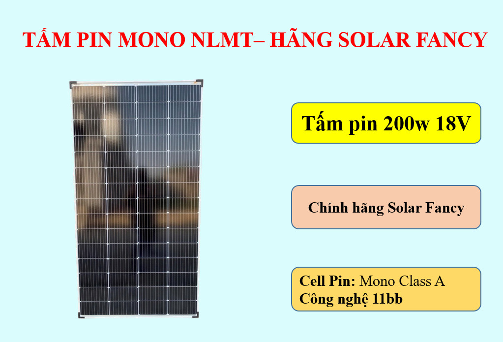 Tấm pin năng lượng mặt trời solar fancy mono 200w 11bb