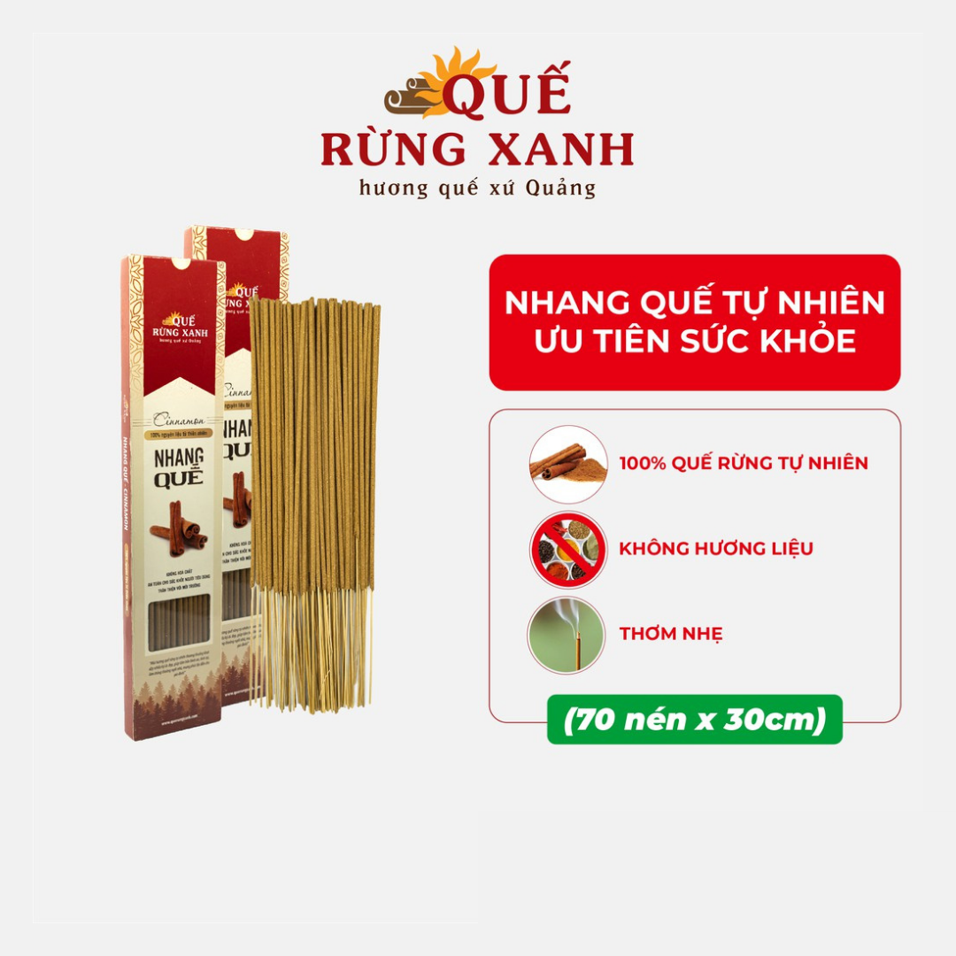Combo 3 hộp Nhang quế sạch cao cấp Quế Rừng Xanh 100% nguyên chất với hương quế rừng Trà Bồng tự nhiên 70 nén/gói, giúp thư thái tinh thần - Quế Rừng Xanh