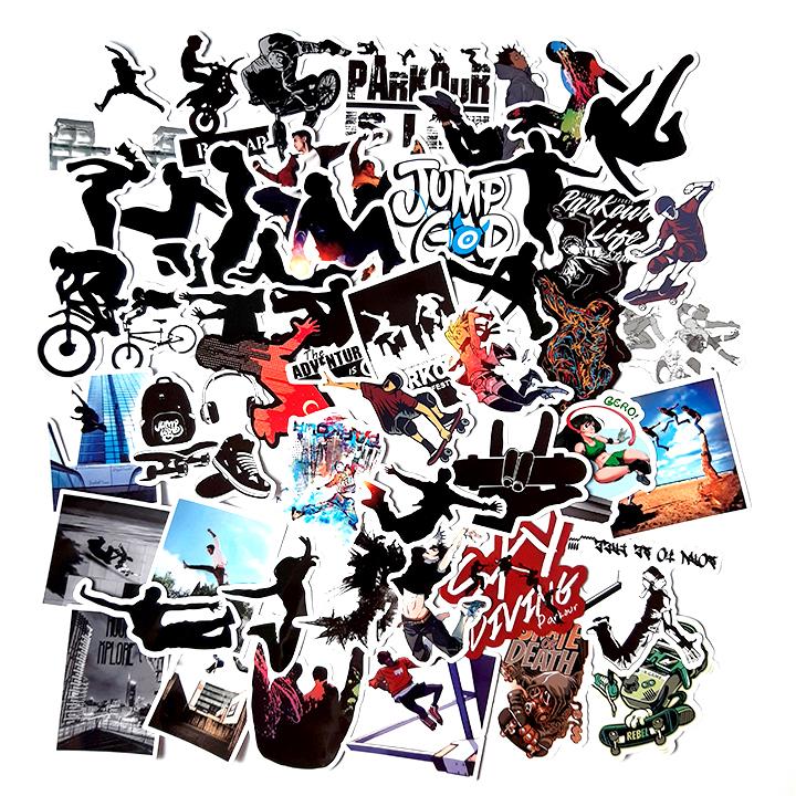 Bộ Sticker dán cao cấp chủ đề PARKOUR - Dùng dán Xe, dán mũ bảo hiểm, dán Laptop...