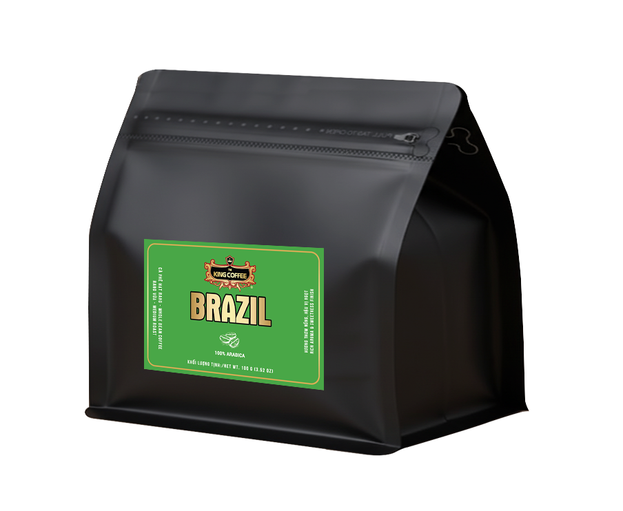 Cà phê hạt rang King coffee Brazil Whole Bean coffee - Túi 100gr