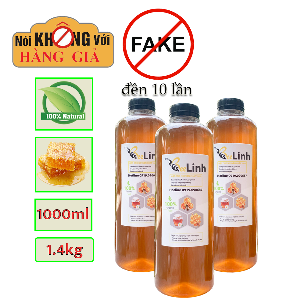 Combo 3 lít - Mật ong hoa cà phê, mật ong nguyên chất 1 lít thương hiệu BeeLinh