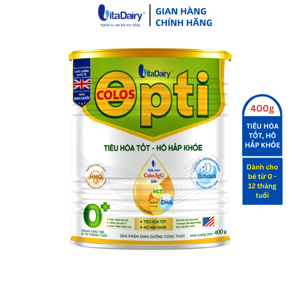 Sữa bột Colos Opti 0+ 400g giúp bé tiêu hóa tốt, hô hấp khỏe - VitaDairy