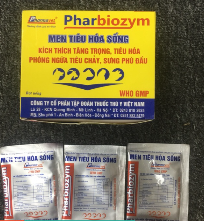 Hộp 25 gói Men tiêu hóa sống Pharbiozym cho chó mèo gói 5g