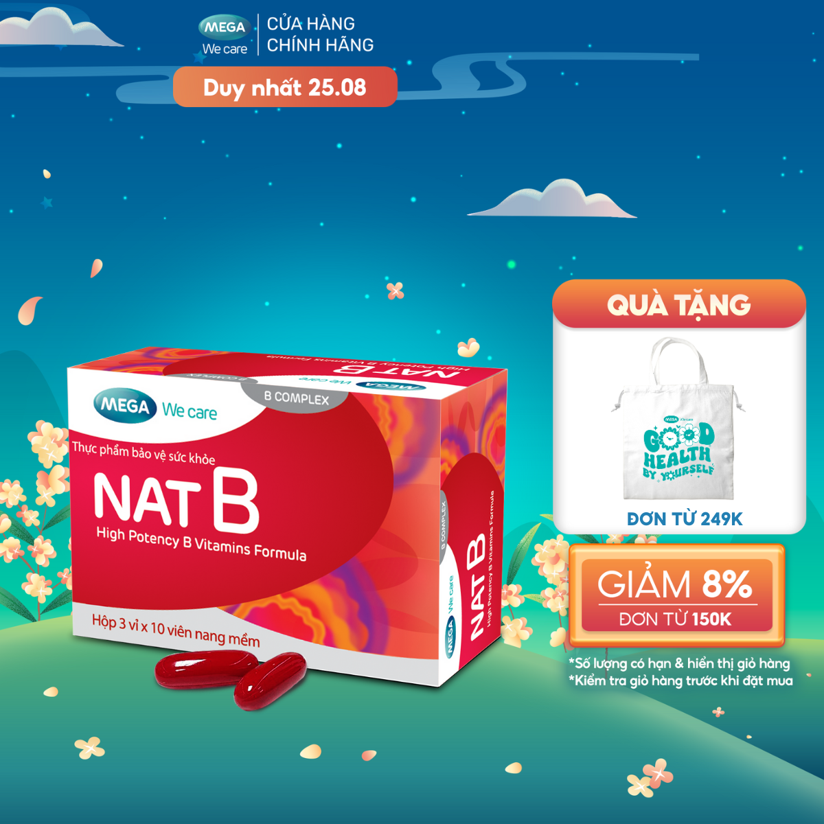 Viên uống bổ sung vitamin B Nat B giúp giảm căng thẳng, mệt mỏi, suy nhược
