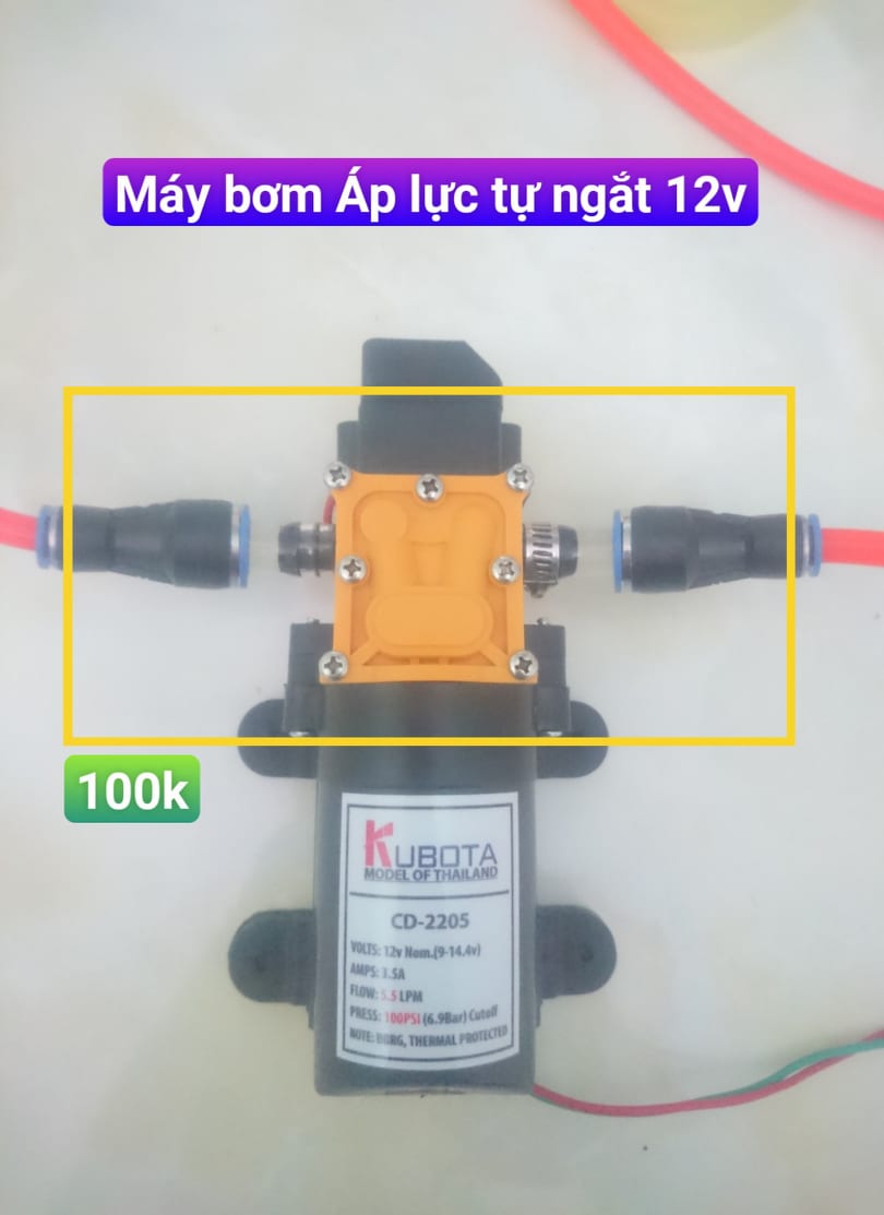 Máy bơm phun sương 12v Kubota kèm đầu gắn ống nhanh 8mm