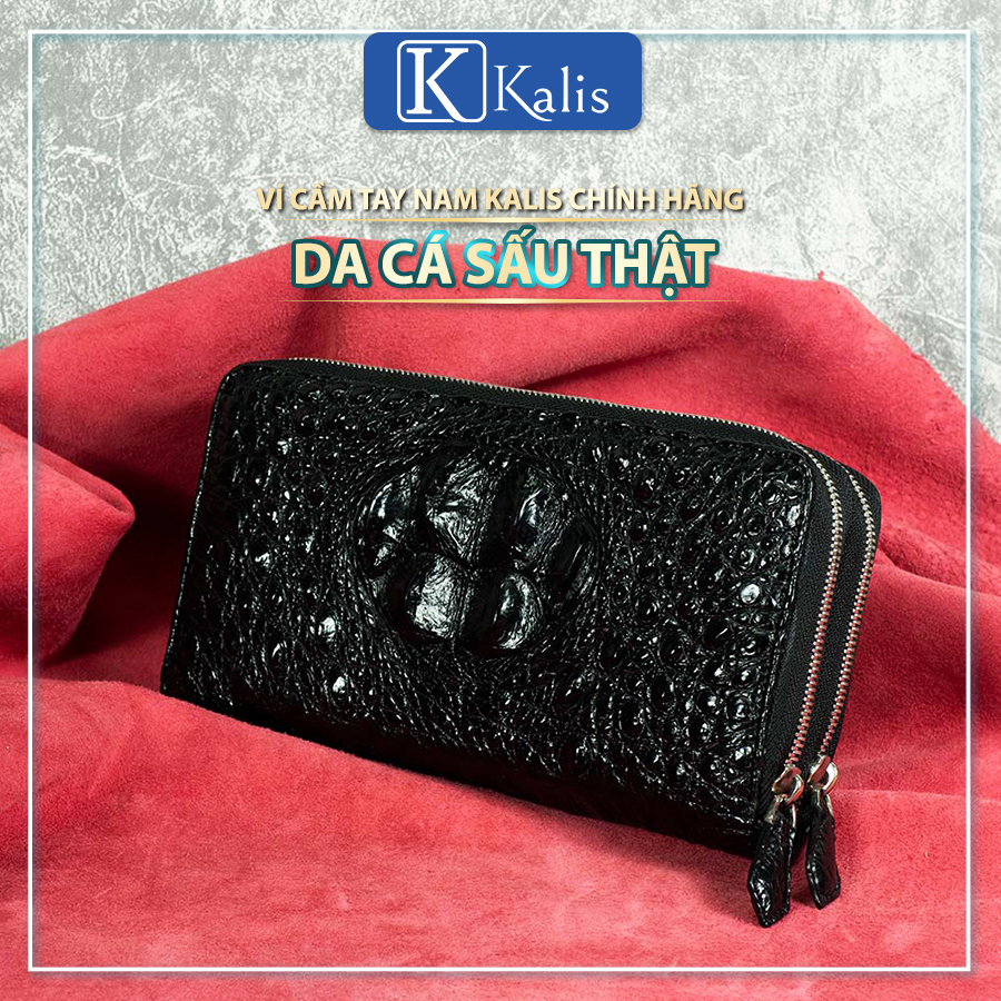Ví cầm tay nam da cá sấu thật 100% KALIS chính hãng bóp túi ví clutch cầm tay nam da cá sấu thật hàng hiệu.