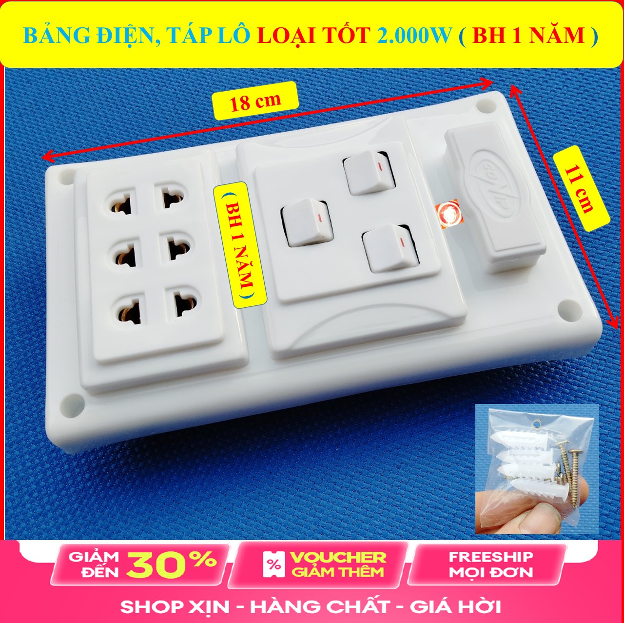 Bảng điện nổi, Táp lô điện 2000W LOẠI TỐT Đi Dây TO (BH 1 NĂM) Cầu chì bảo vệ + Bộ ốc vít lắp đặt