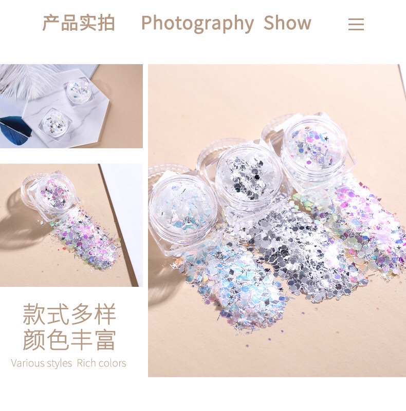 Nhũ kim tuyến, nhũ mắt Glitter Nhũ tuyết trang trí móng tay