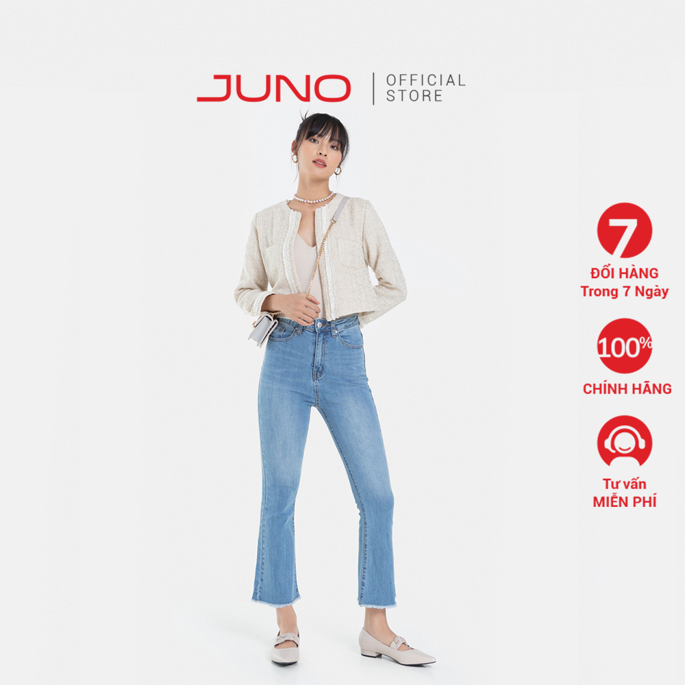 Quần jean dài nữ thời trang juno kiểu dáng ống loe jnqda005