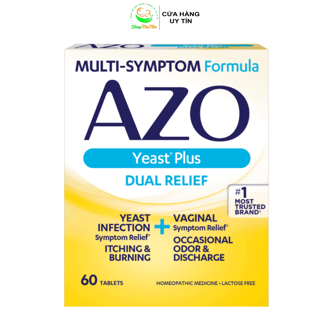Viên uống Azo vàng hỗ trợ chống viêm nhiễm vùng kín AZO Yeast Plus 60 viên.