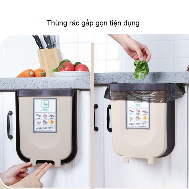 THÙNG RÁC GẤP GỌN TREO NHÀ BẾP, NHÀ VỆ SINH SIZE LỚN TIẾT KIỆM DIỆN TÍCH CHỊU LỰC ĐẾN 10KG, CHỐNG BÁM BẨN HIỆU QUẢ, CỨNG CÁP, BỀN BỈ ...