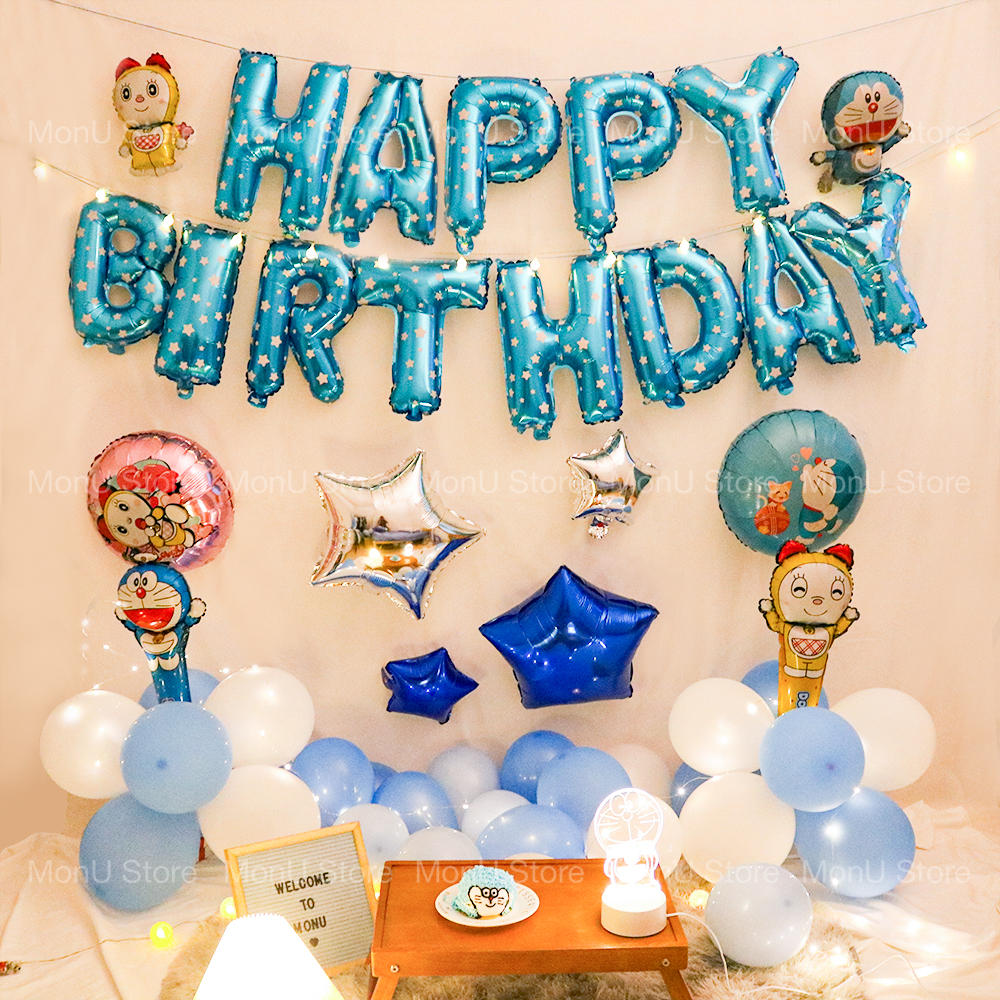 Set bong bóng trang trí sinh nhật doraemon doremon dễ thương cute - set c mon0476