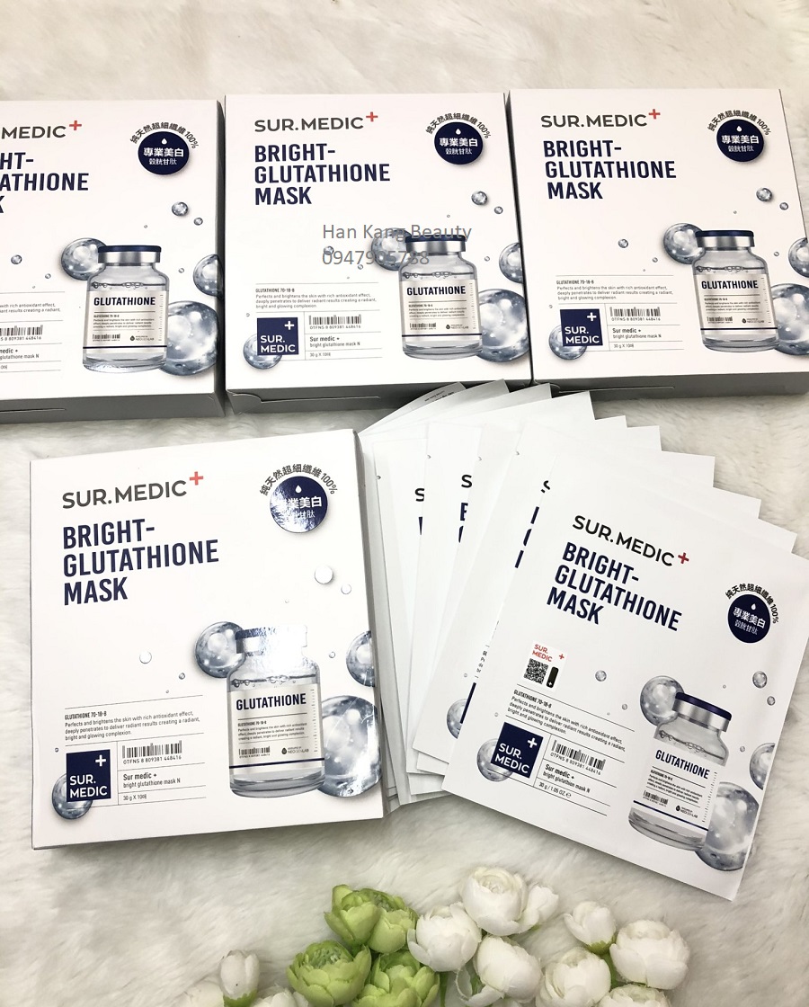 Mặt nạ dưỡng ẩm, làm trắng chuyên sâu Neogen Sur.Medic Bright Glutathione Mask (10 miếng)