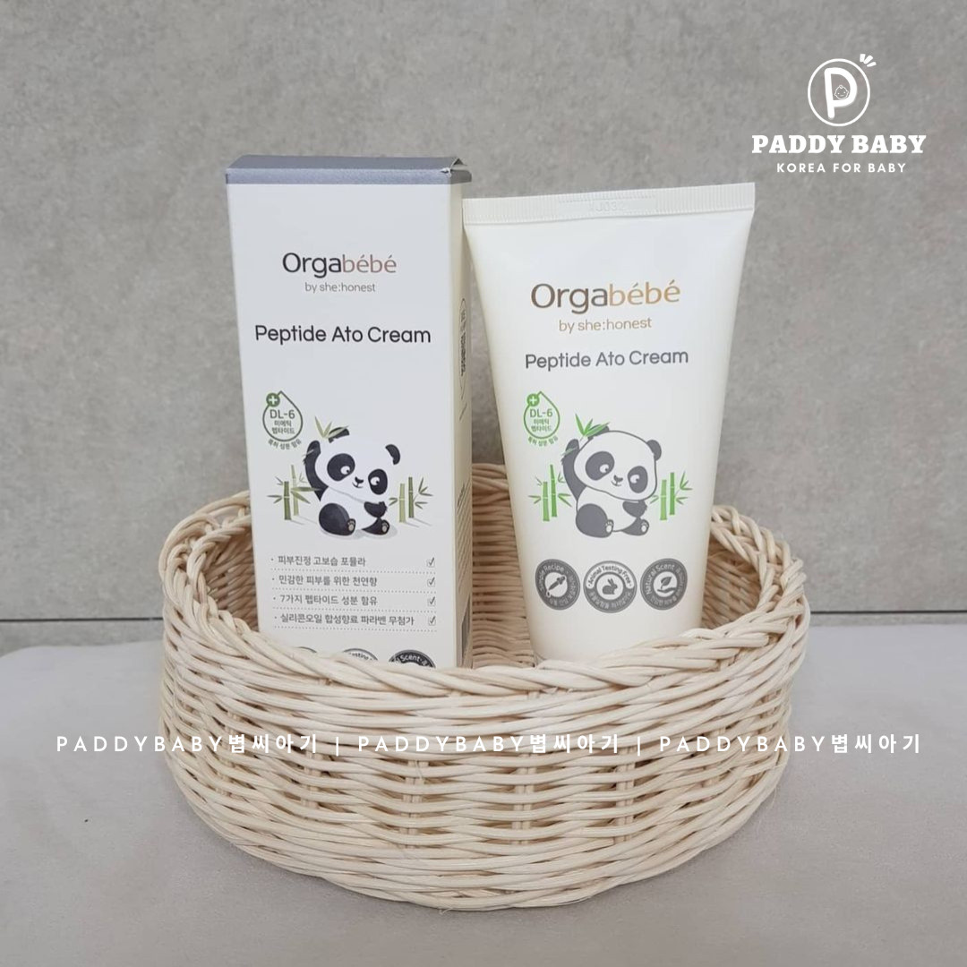 Kem dưỡng ẩm hữu cơ Orgabebe Peptide Ato Cream Hàn Quốc cho bé - Made in Korea