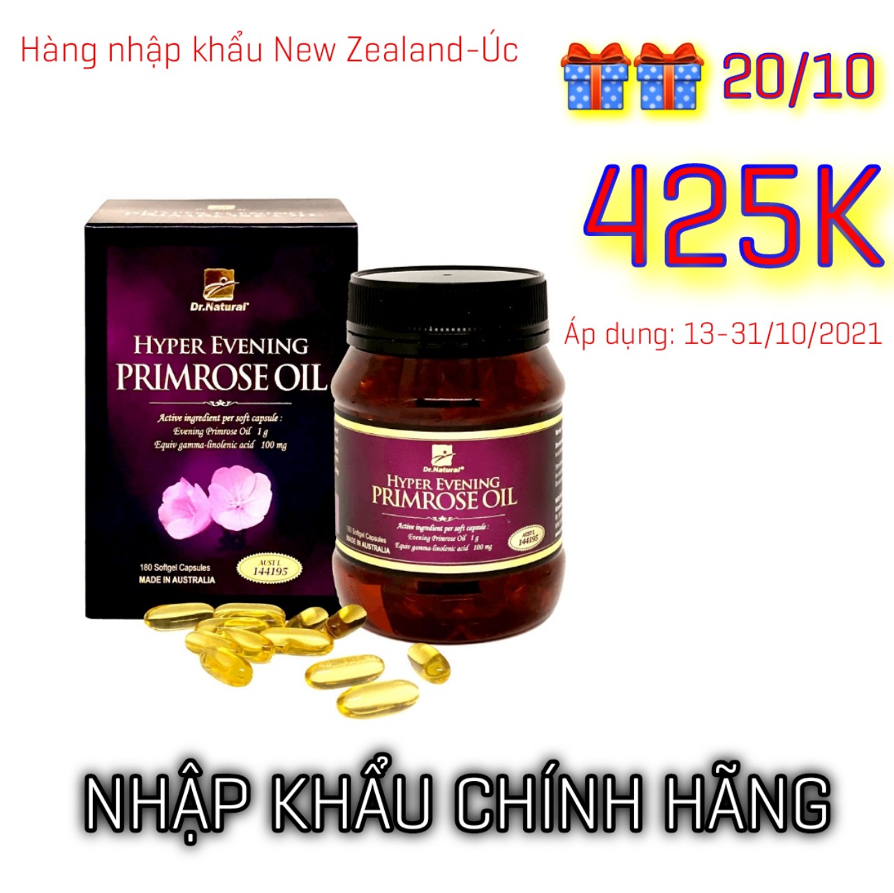 [BẢO HÀNH CHÍNH HÃNG] Viên uống bổ sung nội tiết Dr Natural Hyper Evening Primrose Oil 1000mg
