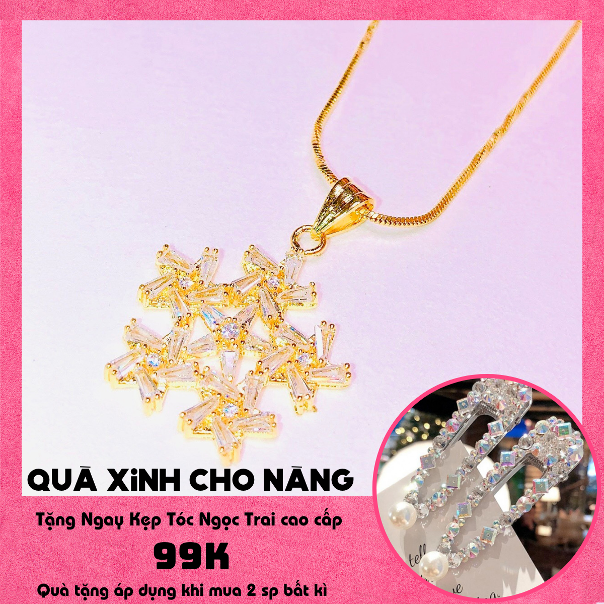 Dây chuyền nữ đẹp, dây chuyền vàng non 24k, dây chuyền mạ vàng thật 18k cao cấp mặt hình kim cương hoa đá pha lê thiết kế sang trọng đẳng cấp Trang sức  GADO DM003  - đeo đi tiệc đi làm siêu xinh
