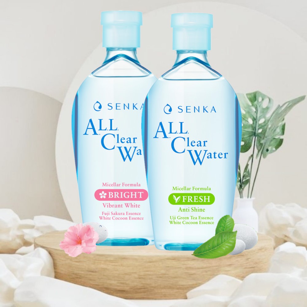 Nước Tẩy Trang Senka 230ml Anh Đào Dưỡng Trắng, Matcha Sạch Thoáng  Senka All Clear Water Micellar Cherry Blossom, Matcha 230ml