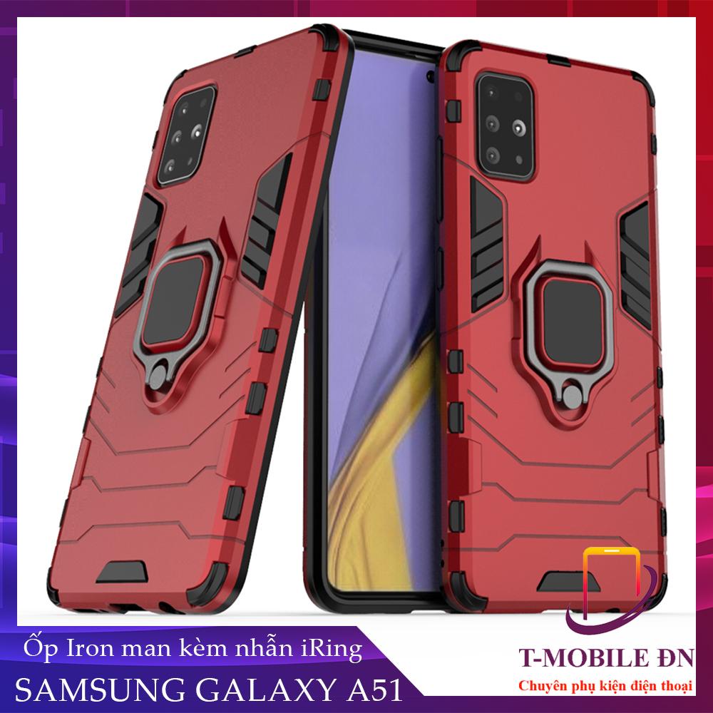 Ốp lưng Samsung A51 chống sốc iron man kèm nhẫn iring Bảo vệ camera và chống xem video tiện lợi