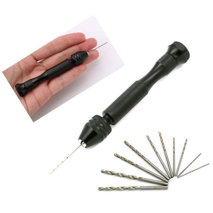 Khoan xoay vặn cầm tay mini kèm 10 đầu mui khoan - diy158