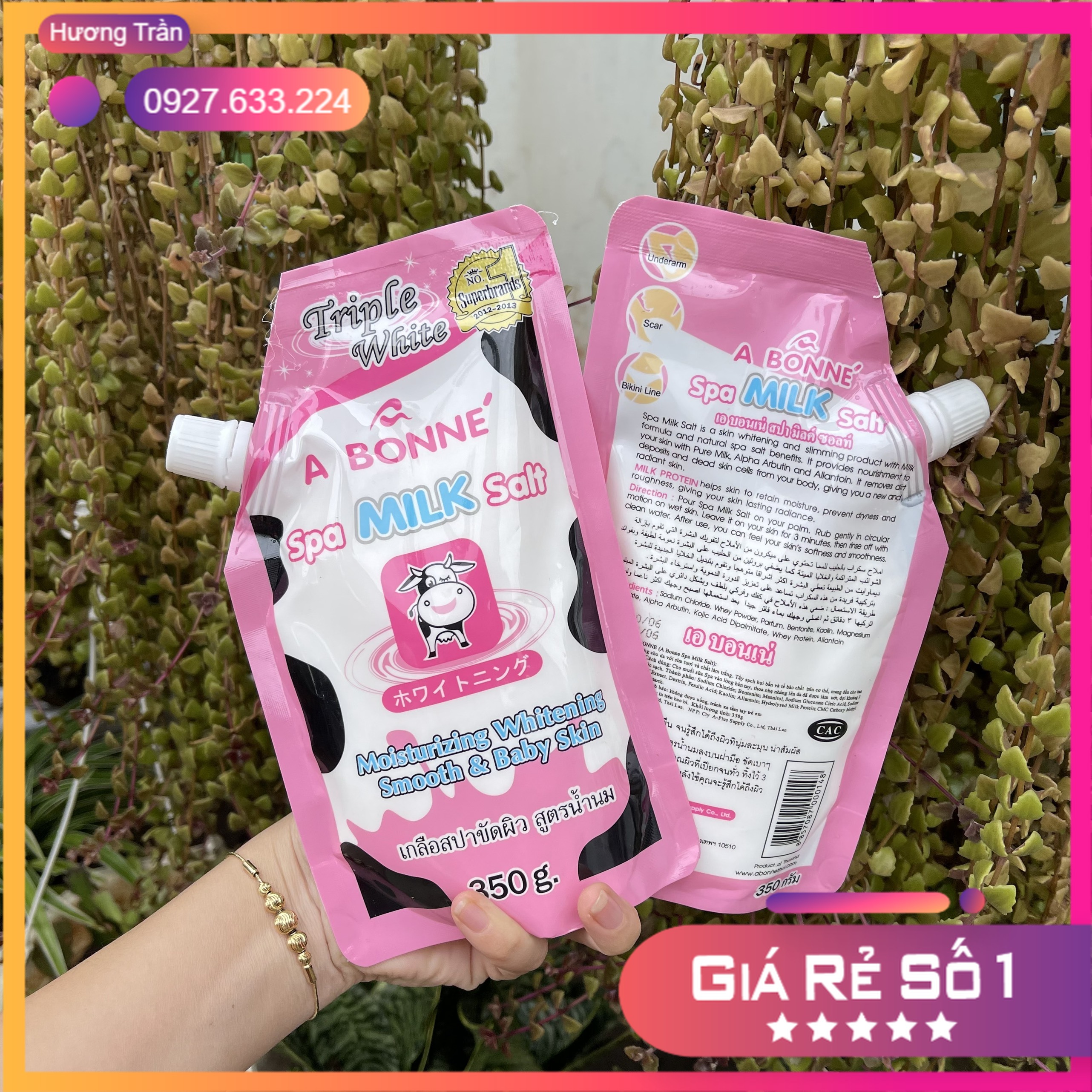 [Tắm Trắng, tẩy tế bào] Muối tắm sữa bò tẩy tế bào chết A Bonne Spa Milk Salt Thái Lan 350gr