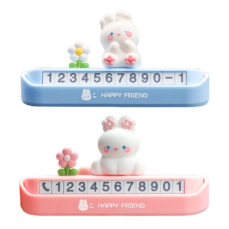 Temporary Parking Card Cute Rabbit Automobile Telephone Number Plate Car