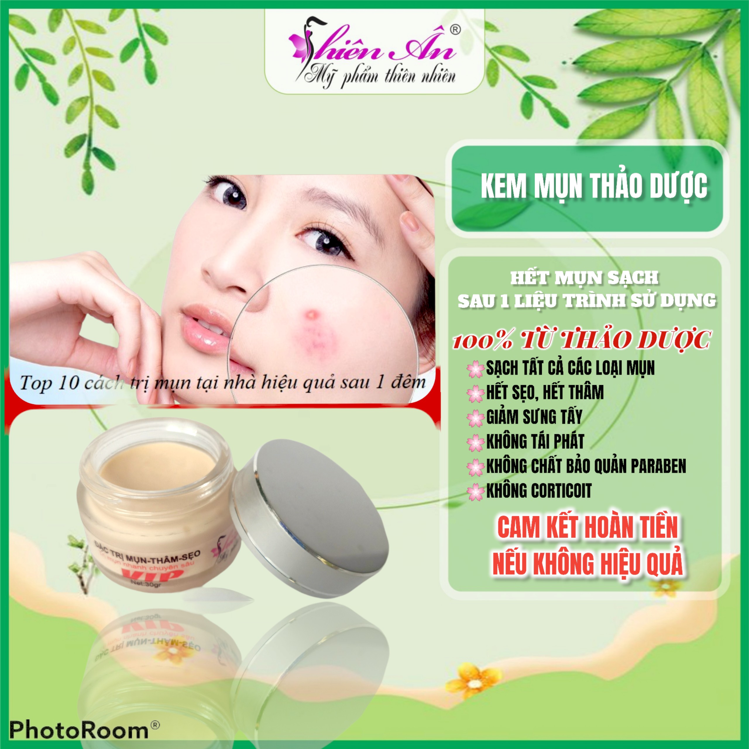 Kem mụn Thiên nhiên sạch mụn đầu đen,mụn bọc,mụn trứng cá, sạch thâm, Kem mụn Thiên Ân