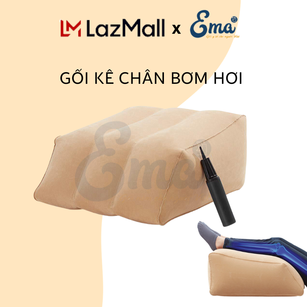 Gối kê chân bơm hơi cho người suy giãn tĩnh mạch KT 63x60x32cm - Hàng nhập khẩu - Gác chân, tựa lưng thoải mái - Gấp gọn tiện mang theo