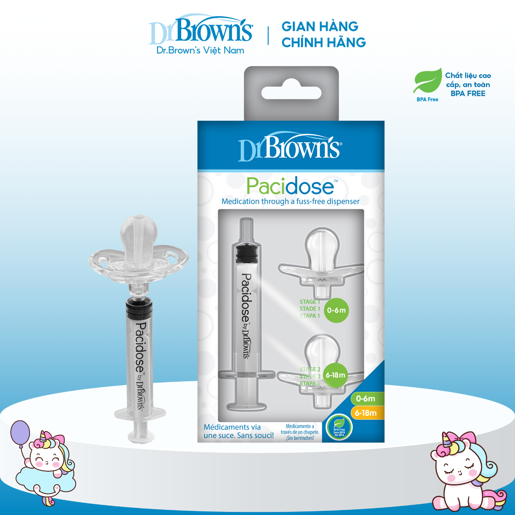 Bộ dụng cụ uống thuốc Dr.Browns dành cho bé từ 0-18 tháng