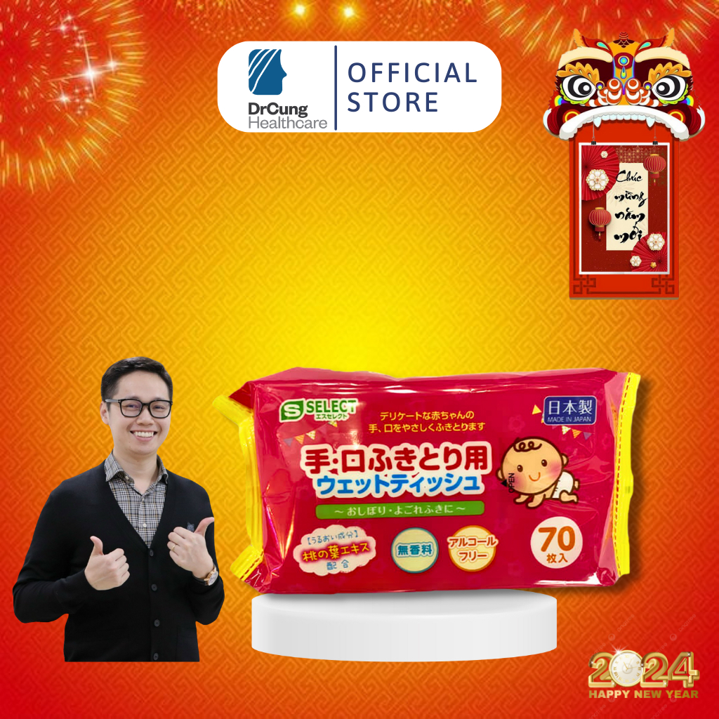 Bác sĩ cung khăn ướt lau tay và miệng cho bé s select nhật bản - khăn lau, dưỡng da tay, bảo vệ da