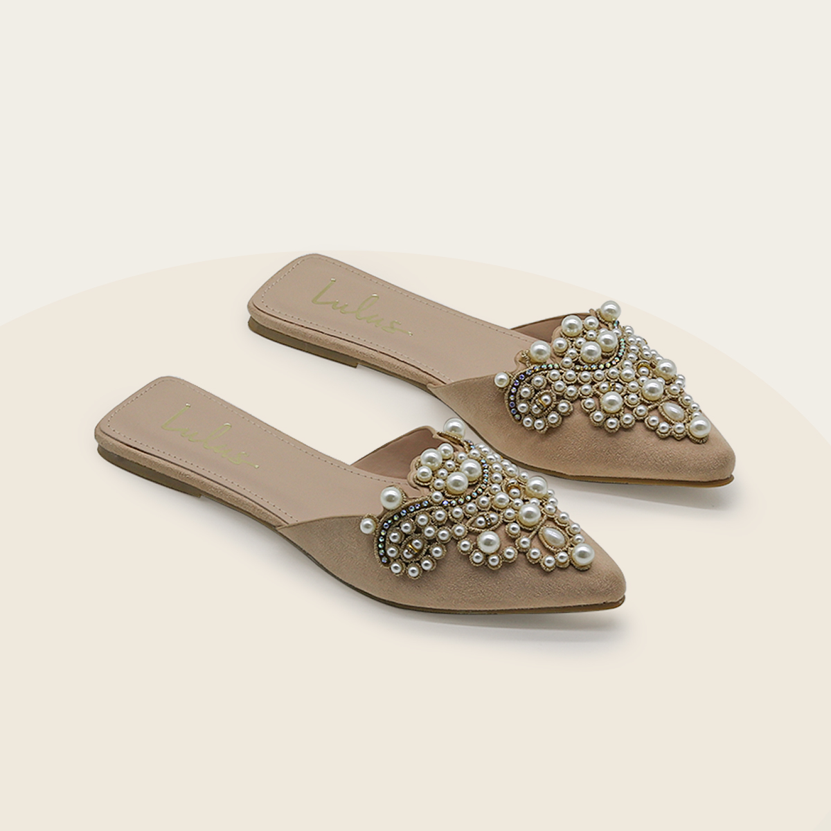 Giày sục mules nữ Llus đế bệt đính nơ ngọc bAimée & bAmor - MS2006